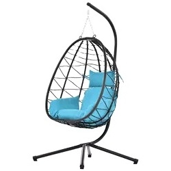 Wholesale Custom PE Rattan Steel Frame Swing Egg Hanging Chair With Seat Cushions