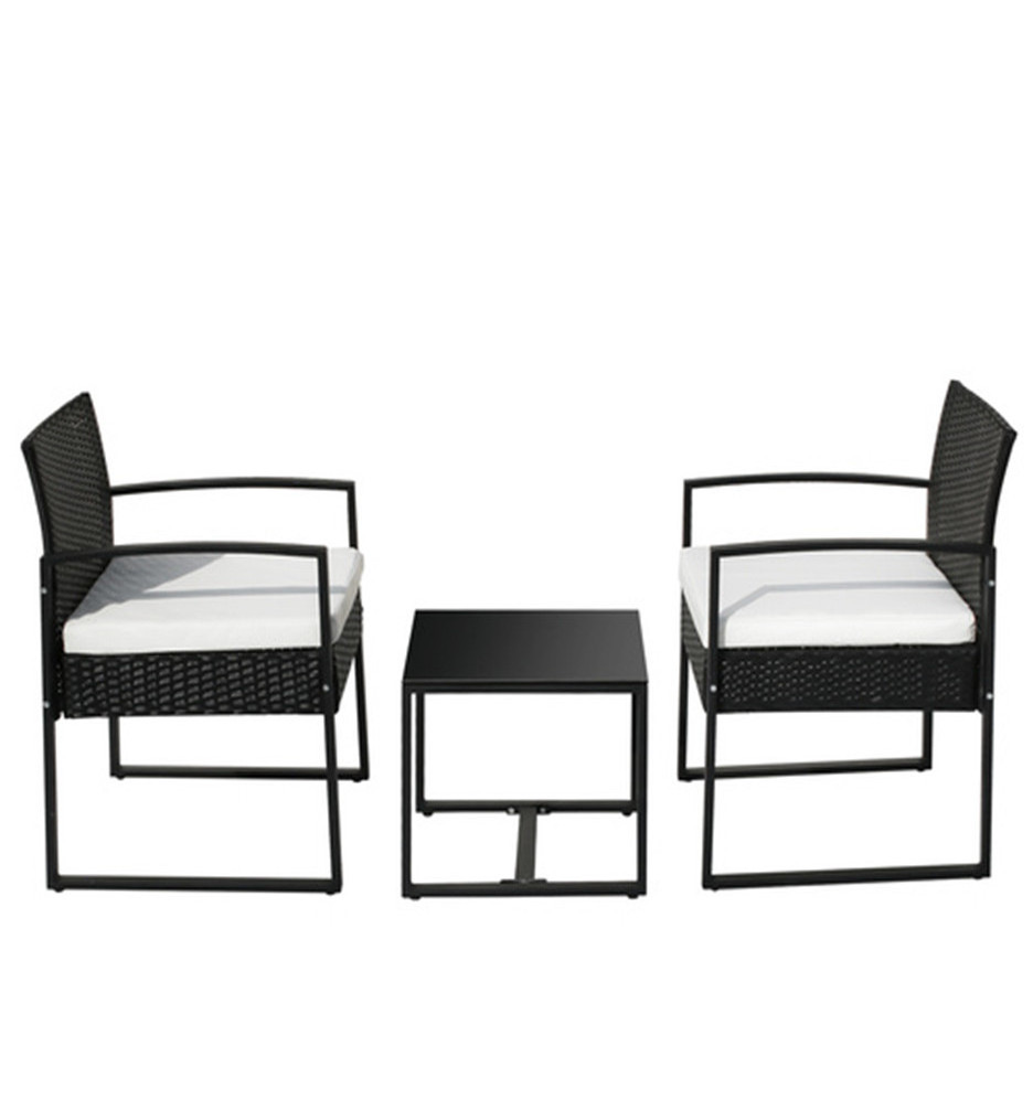 3 Pieces Patio Set Outdoor Wicker Patio Furniture Sets Rattan Bistro Set with Coffee Table