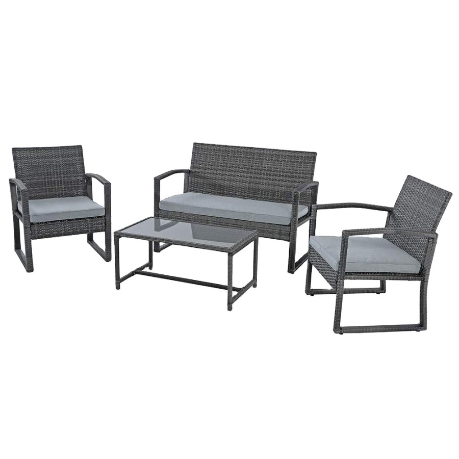 Hot Sale Furniture Set 4pcs Patio Furniture Set Wicker Patio Conversation Set For Small Spaces