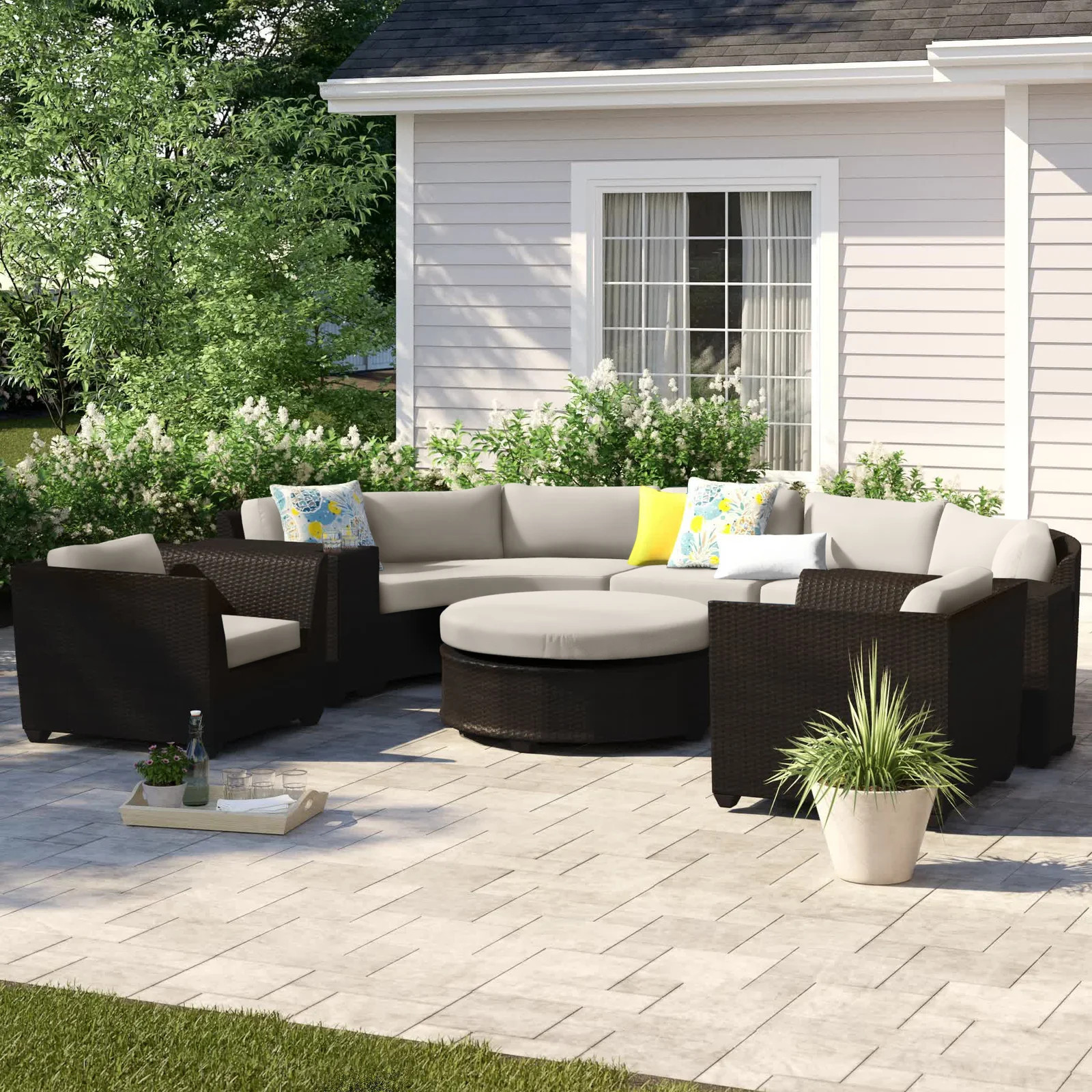 Best Choice Products Modular Outdoor Conversational Furniture Set Rattan Wicker Sectional Sofas