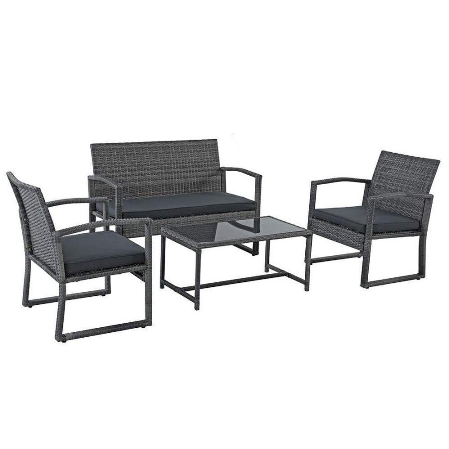 Hot Sale Furniture Set 4pcs Patio Furniture Set Wicker Patio Conversation Set For Small Spaces