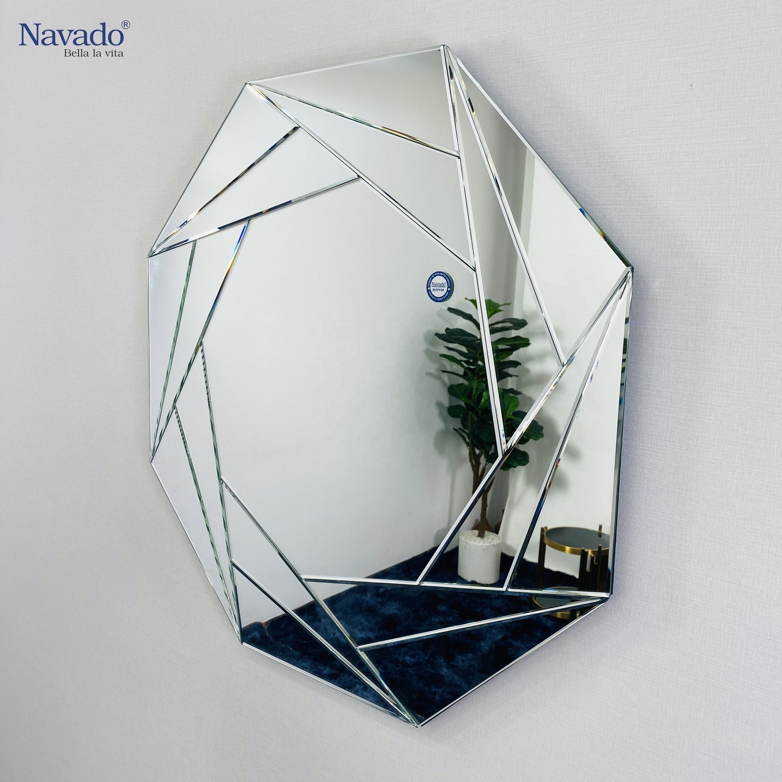 New Design Good Price Hexagon Modern 8-layer Silver Coated Mirror Wall Decorations For Home D800mm Made In Vietnam