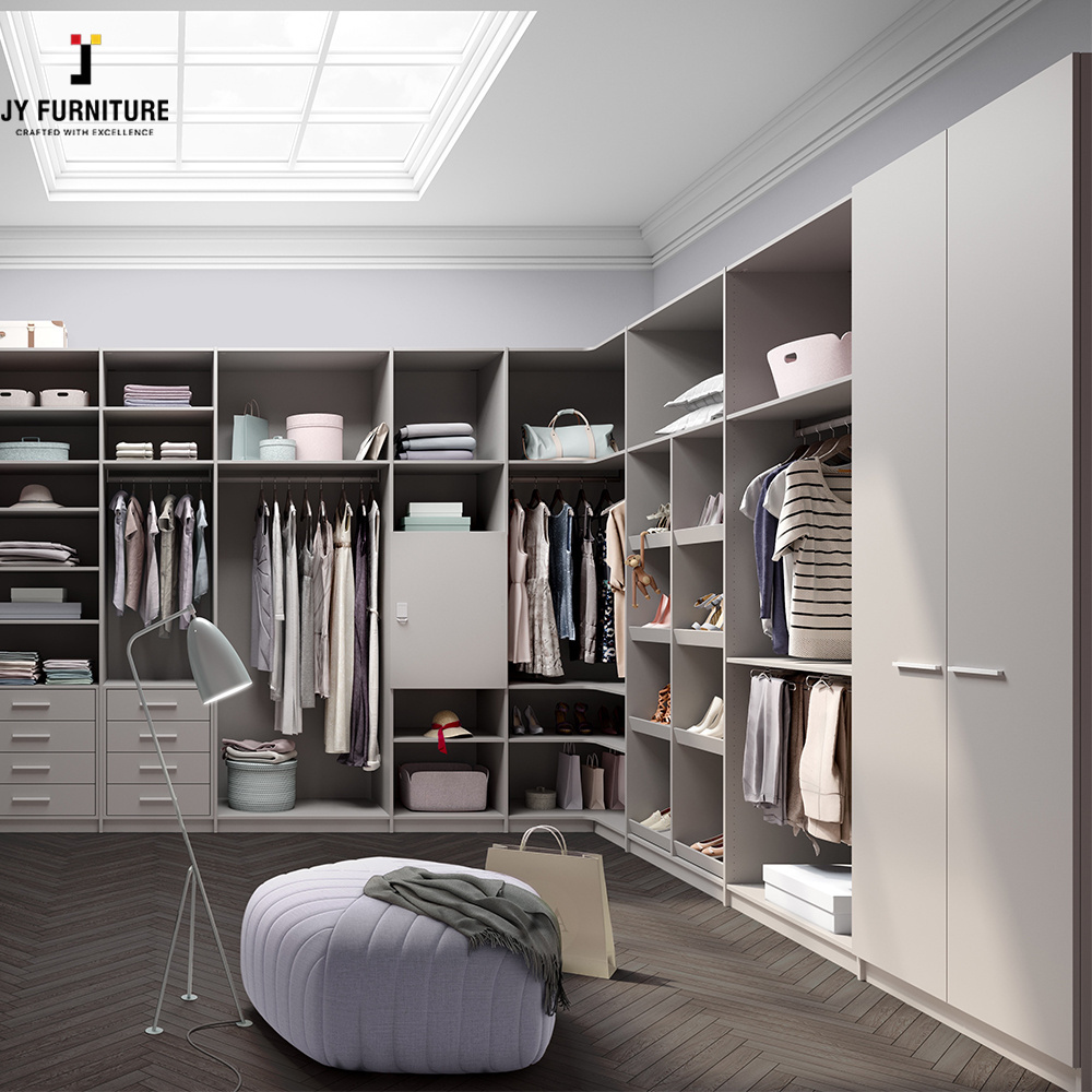 JY Hardwood Modular DIY Wardrobe Closet with Shelves Freestanding Walk in Wardrobe for bedroom