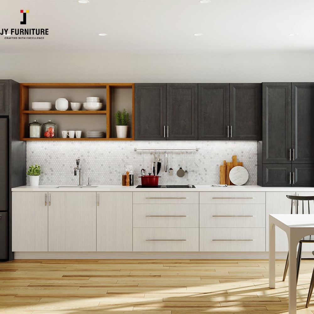 JY Vietnam Furniture Ready To Assemble Shaker Door European Style Competitive Price White Wood Cabinets