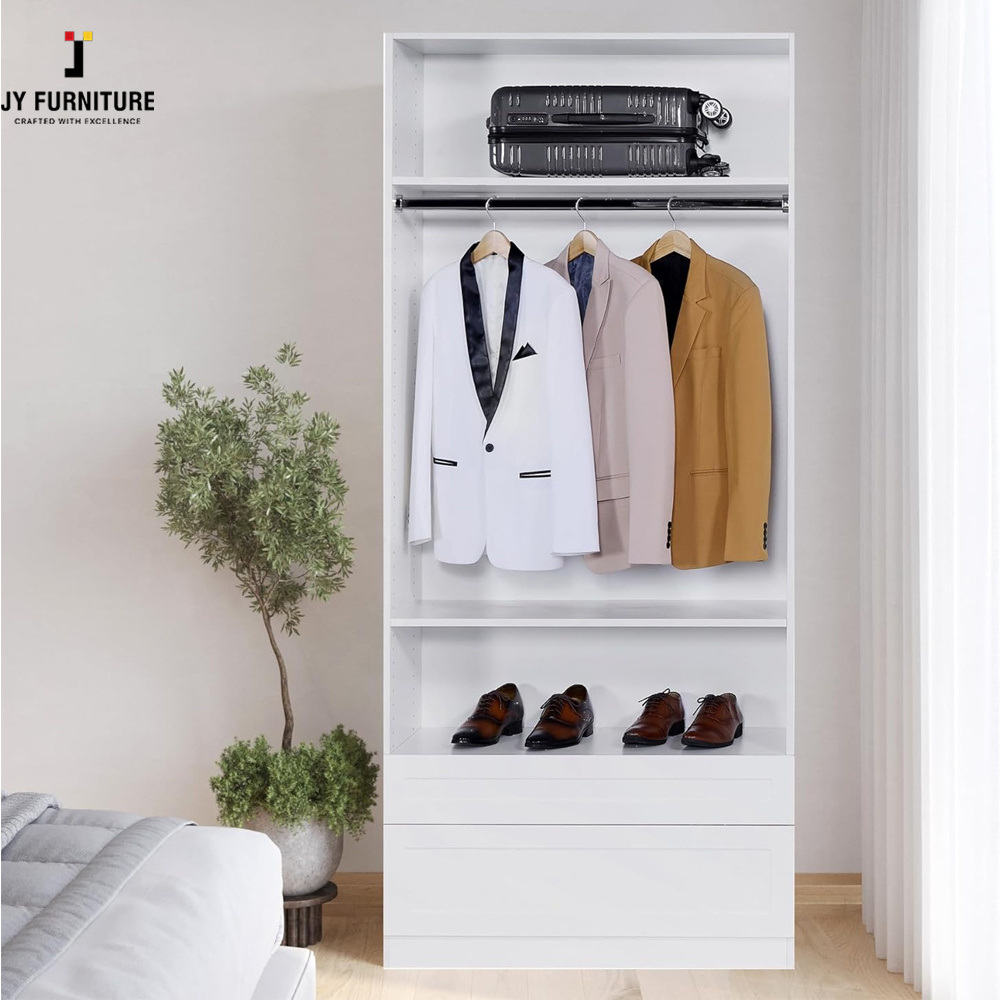 JY Hardwood Bedroom Furniture Modern Fashion Minimalism Design Bedroom Closet Wardrobe with Shelves