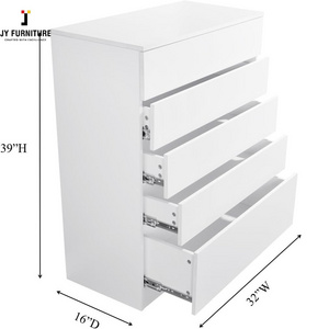 JY Hardwood white closet with 5 Drawers soft close wardrobe bedroom furniture