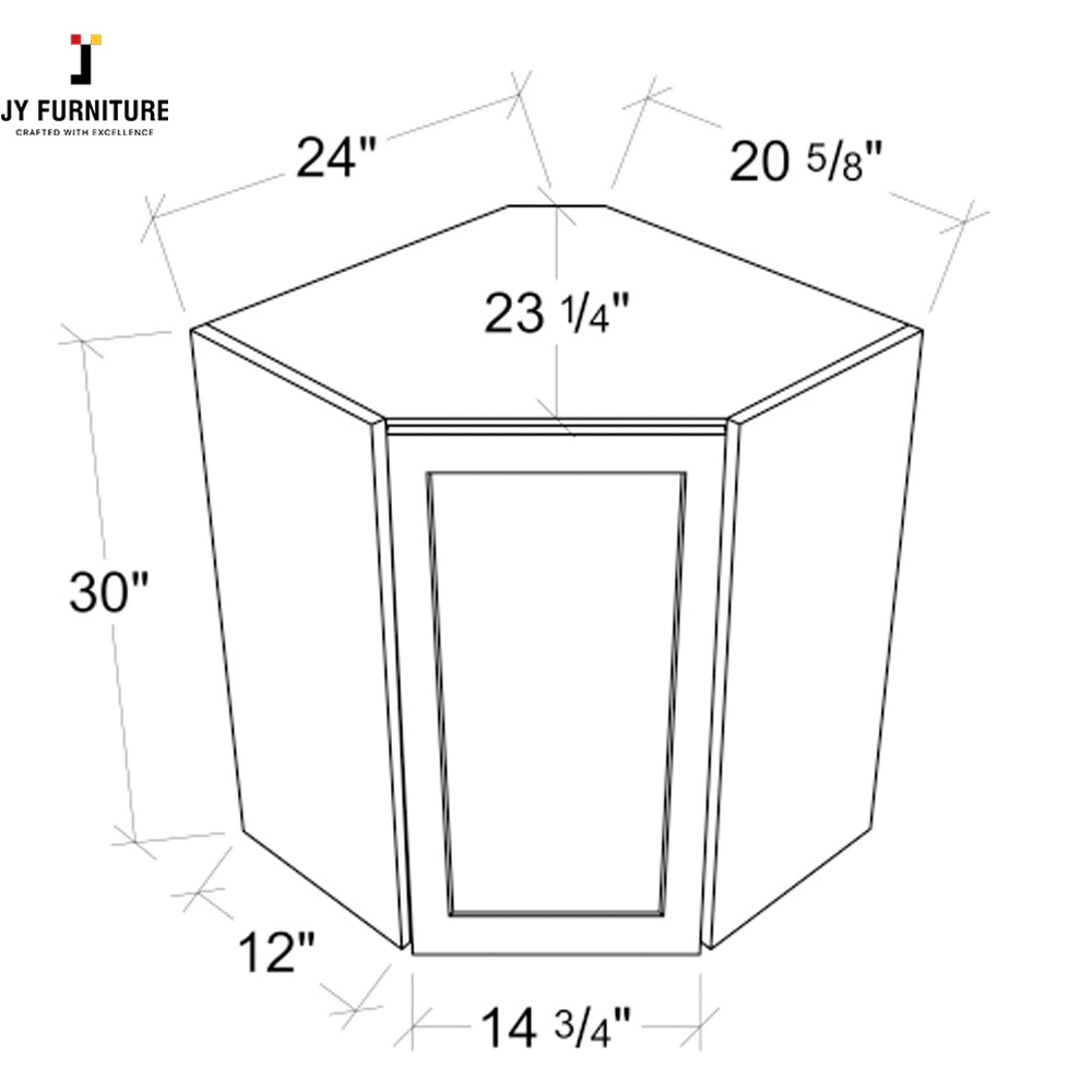 JY Brand Shaker Style Single Door Corner Base Kitchen Cabinet with Shelves