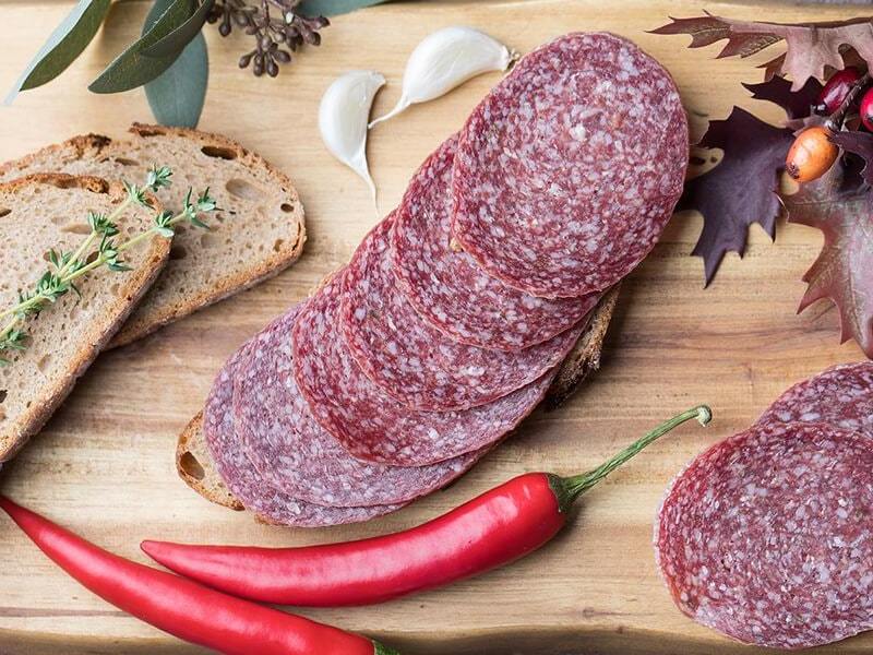 Smoked Sausage Borodinskaya from chicken meat Best Cold food Smoked Salami