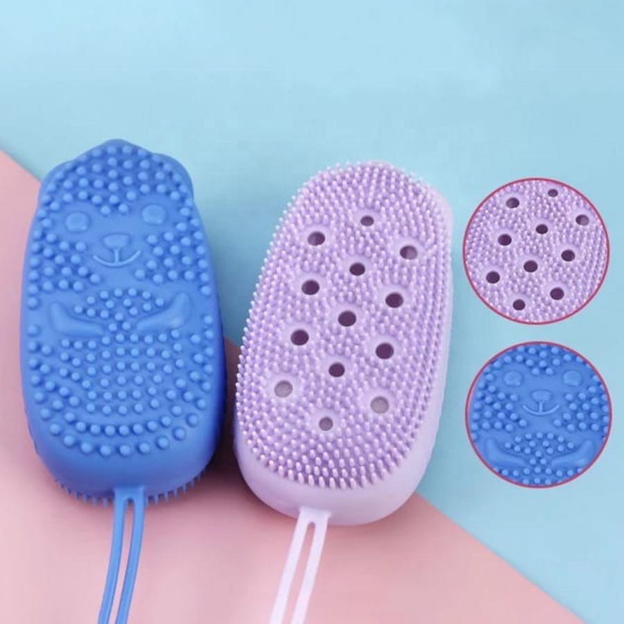 Soft Silicone Bath Brush Double Sided Foaming Shower Sponge With Design OEM/ODM Service Factory Price