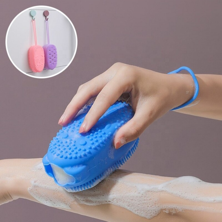 Soft Silicone Bath Brush Double Sided Foaming Shower Sponge With Design OEM/ODM Service Factory Price