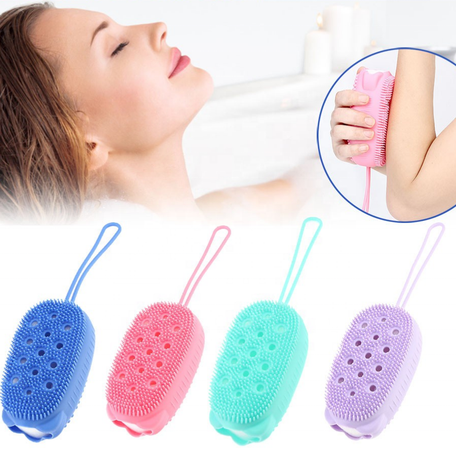 Soft Silicone Bath Brush Double Sided Foaming Shower Sponge With Design OEM/ODM Service Factory Price