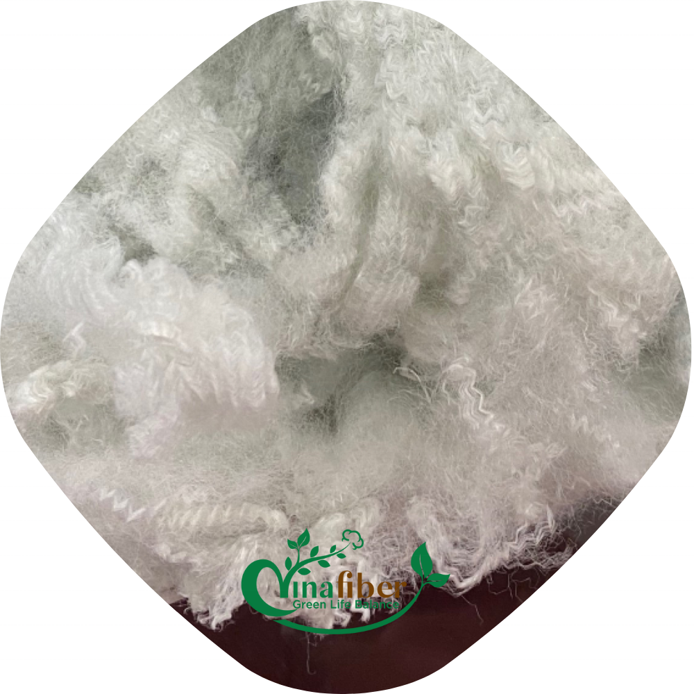 Largest manufacturer of Solid Dry White Recycled Polyester Staple Fiber 4D SD for mattress material padding sheet