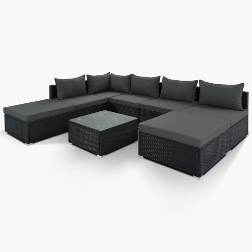 Whosale in bulk from Vietnam L shape Sofa set, PE gray rattan, steel powder coating frame, Cushion 5 cm