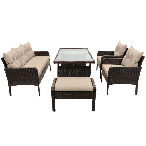 Vietnam garden furniture - PE Rattan Furniture Corner Sofa with Table Luxury Garden Furniture Set