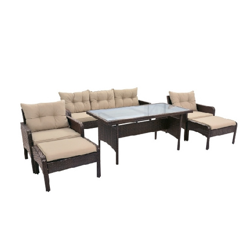 Vietnam garden furniture - PE Rattan Furniture Corner Sofa with Table Luxury Garden Furniture Set