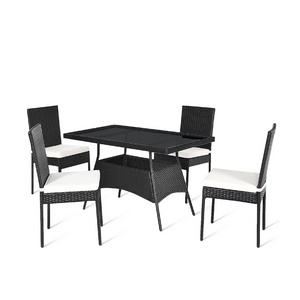 Top 1 supplier Garden Sofa -Outdoor dining Set  with 1 table black, 4 chairs chair without arms - export from Vietnam