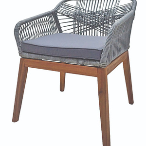 Hot selling indoor Rope Patio Chair with Cushions  5 cm, acacia legs with teak oil finishing.