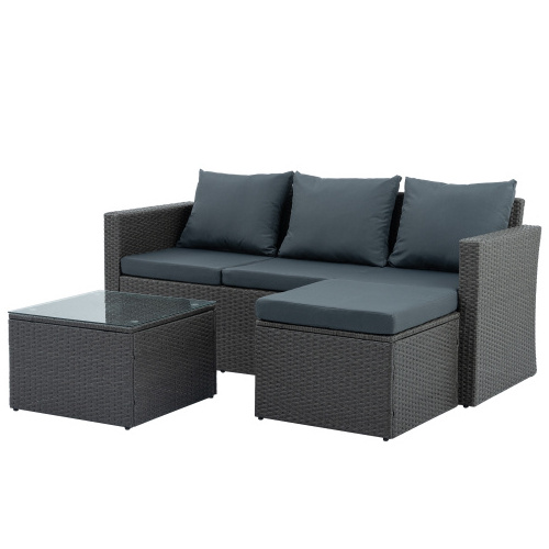 Garden furniture rattan in Vietnam Combination Outdoor Garden Patio Wicker Rattan Furniture Sets With Side Table Corner Sofa Set