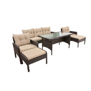 Vietnam garden furniture - PE Rattan Furniture Corner Sofa with Table Luxury Garden Furniture Set