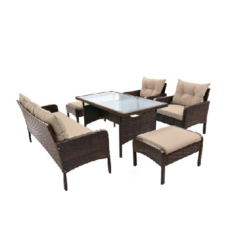 Vietnam garden furniture - PE Rattan Furniture Corner Sofa with Table Luxury Garden Furniture Set