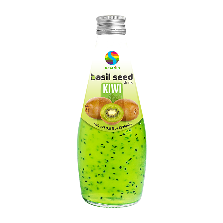 Basil seeds kiwi drinks 290ml glass bottle