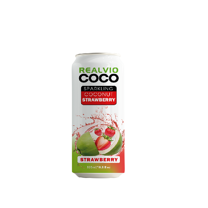 Cheap price 2024 Realvio Coco - Sparkling coconut strawberry 320 ml/can - Ready To Export from Vietnam