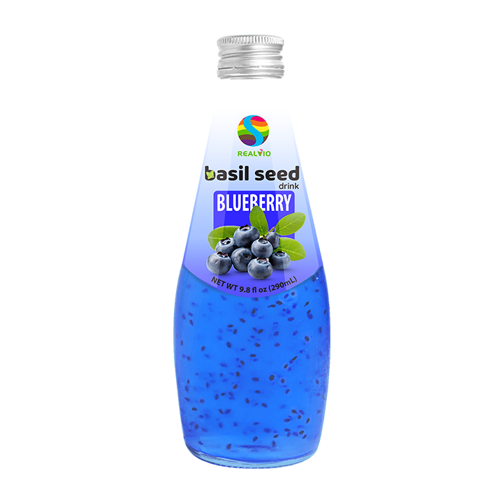 Whosale in bulk Vietnam - Basil seeds drinks - strawberry - bottle 290ml - glass bottle -  Vietnam High quality