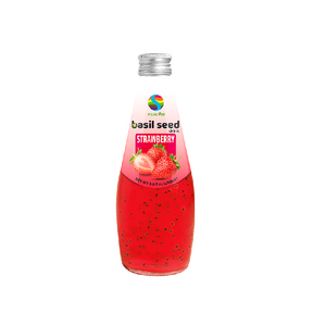 Whosale in bulk Vietnam - Basil seeds drinks - strawberry - bottle 290ml - glass bottle -  Vietnam High quality