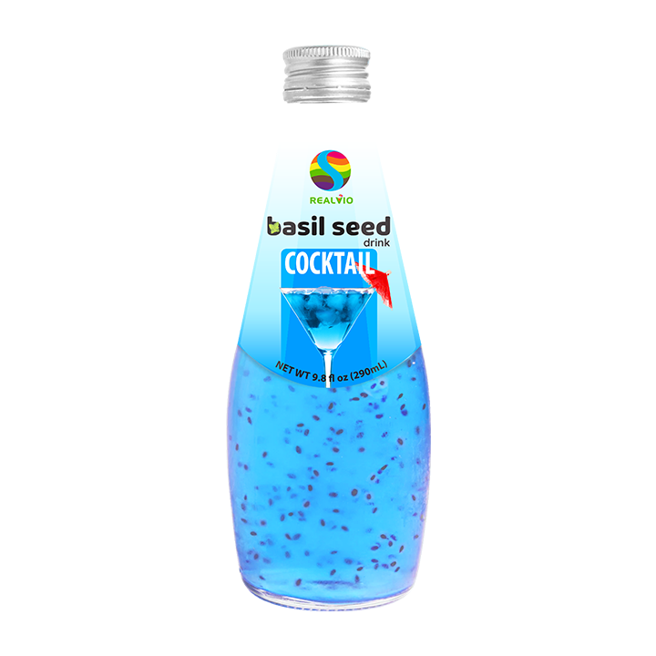 Whosale in bulk Vietnam - Basil seeds drinks - strawberry - bottle 290ml - glass bottle -  Vietnam High quality