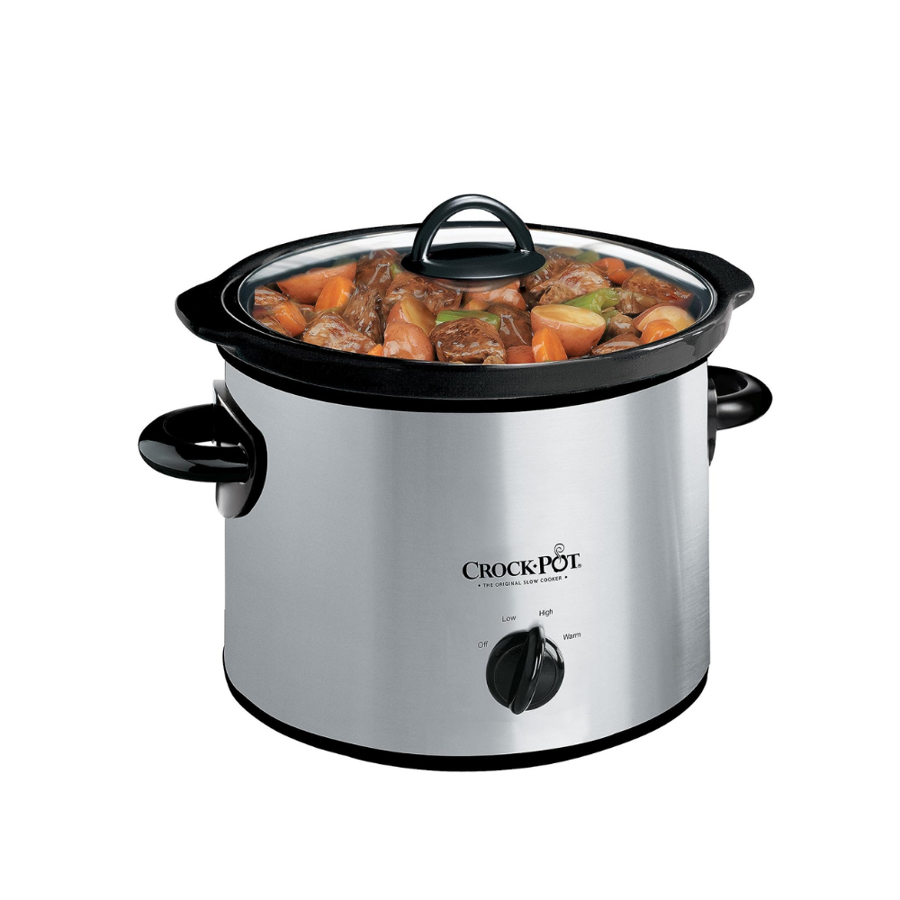 BIGSALE Small 3 Quart Round Manual Slow Cooker, Stainless Steel and Black (SCR300-SS)