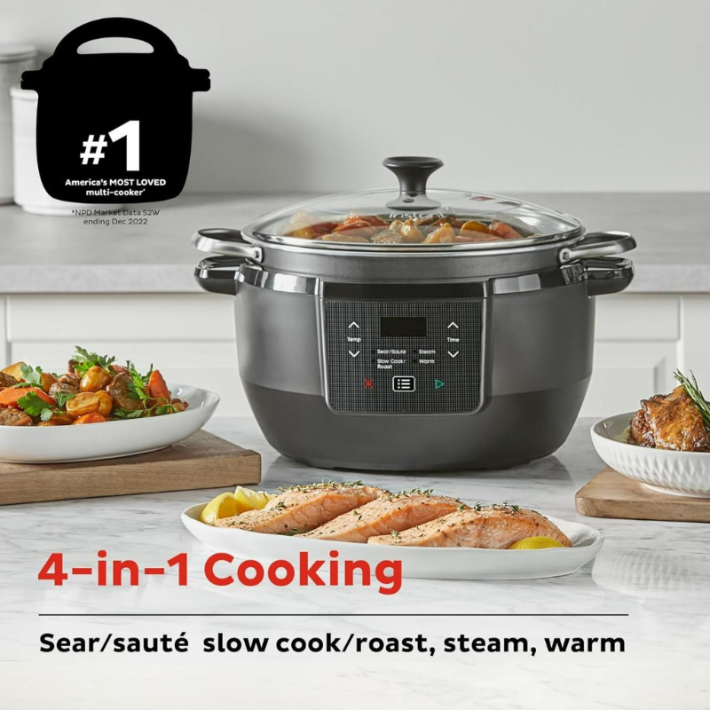 HOTDEAL 12-in-1 Pressure Cooker Technology , Extra-Large 8-Qt Pot , Deluxe Reversible Rack, 12 Programmable Functions