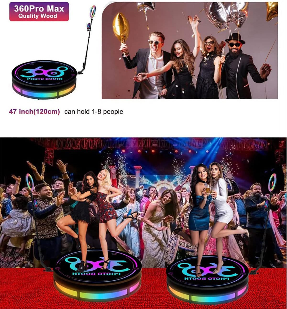 BIG SALE 360 Photo Booth Selfie Platform with Slow Motion Portable 360 Video Spin Camera for Parties with Free Logo