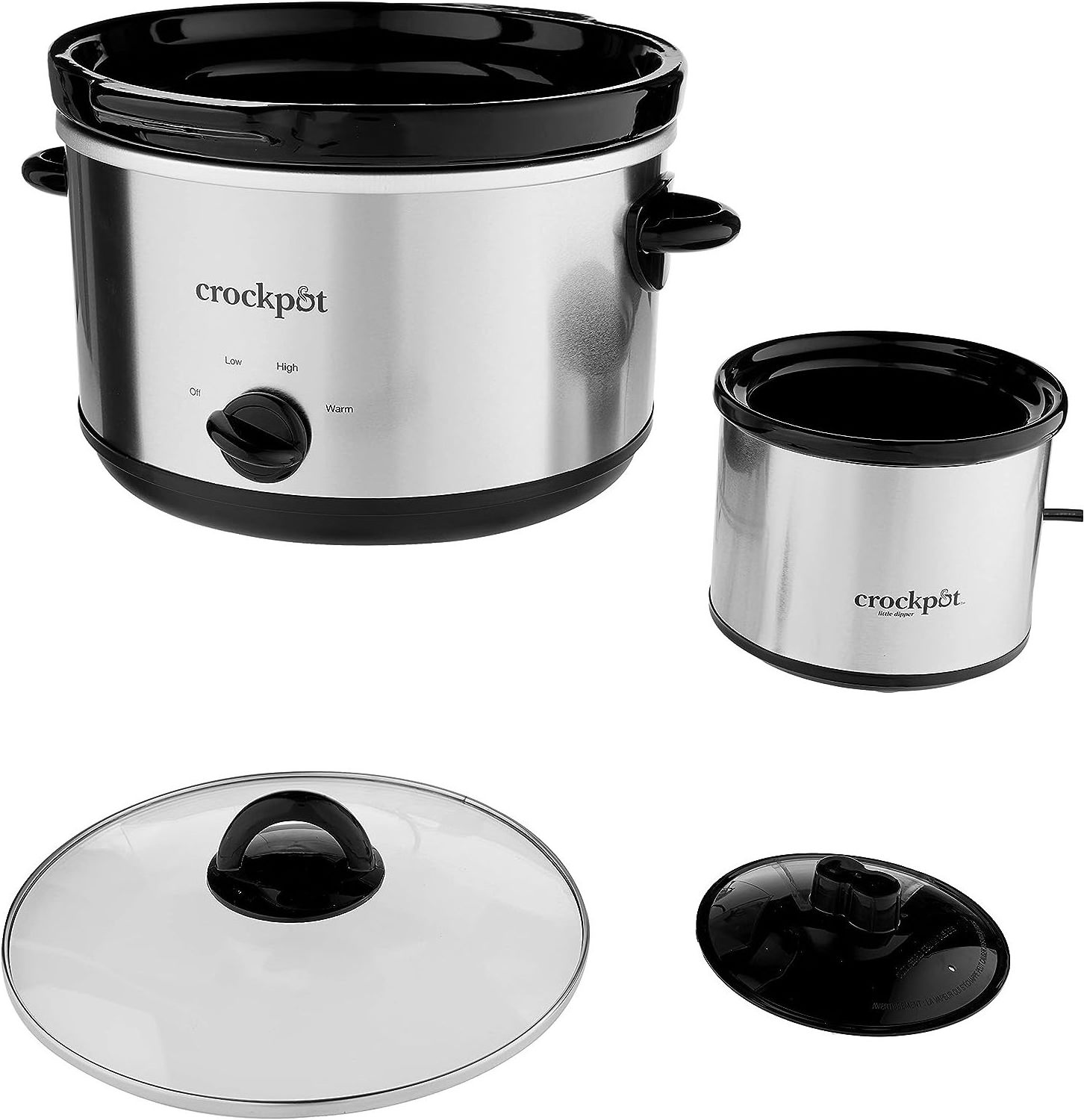 BIGSALE SCR503SP 5-Quart Smudgeproof Round Manual Slow Cooker with Dipper, Silver