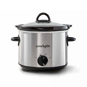 BIGSALE Small 3 Quart Round Manual Slow Cooker, Stainless Steel and Black (SCR300-SS)