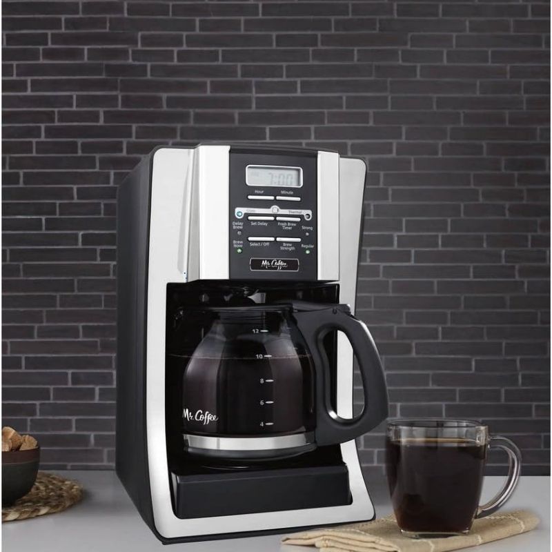 12 Cup Programmable Coffee Maker with Thermal Carafe Option Chrome  Black