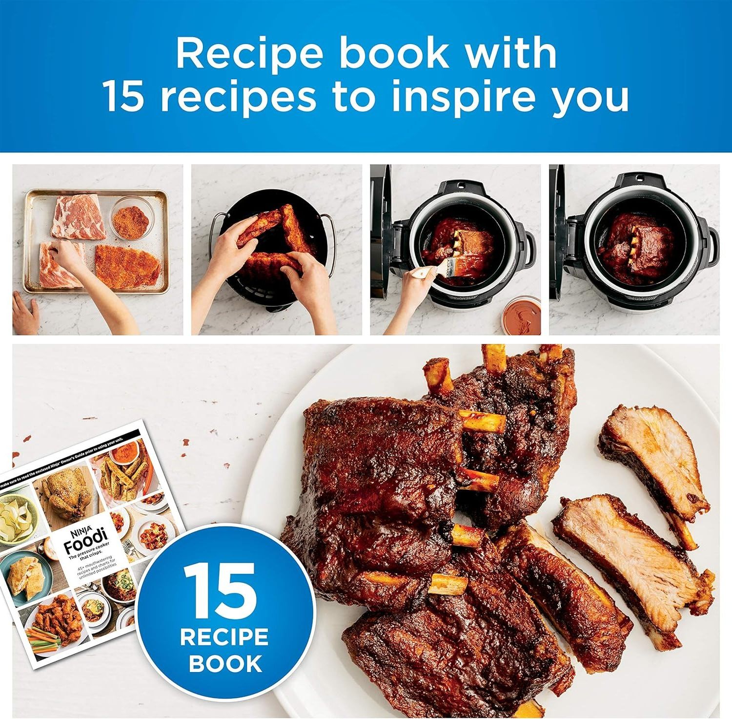 BEST SELLER 7-in-1 Pressure, Slow Cooker, Air Fryer and More, with 5-Quart Capacity and 15 Recipe Book Inspiration Guide