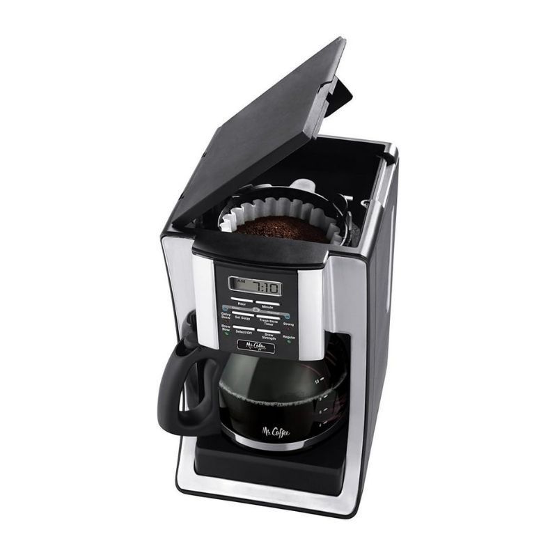 12 Cup Programmable Coffee Maker with Thermal Carafe Option Chrome  Black