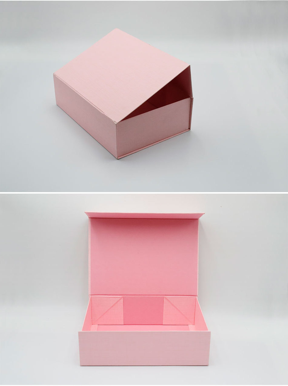 Custom magnetic open and close packaging carton flip gift box clothes pink packing folding box