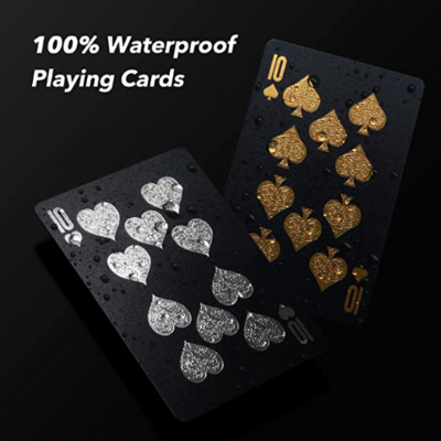 Custom Black Playing Cards Gold Foil Waterproof Deck Cards Magic Poker Cards with Gift Box