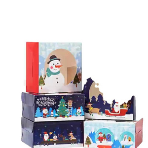 Window Christmas Gift box Candy cookie Baking Box Snow Puff Nougat Holiday box 250gsm Kraft Paper