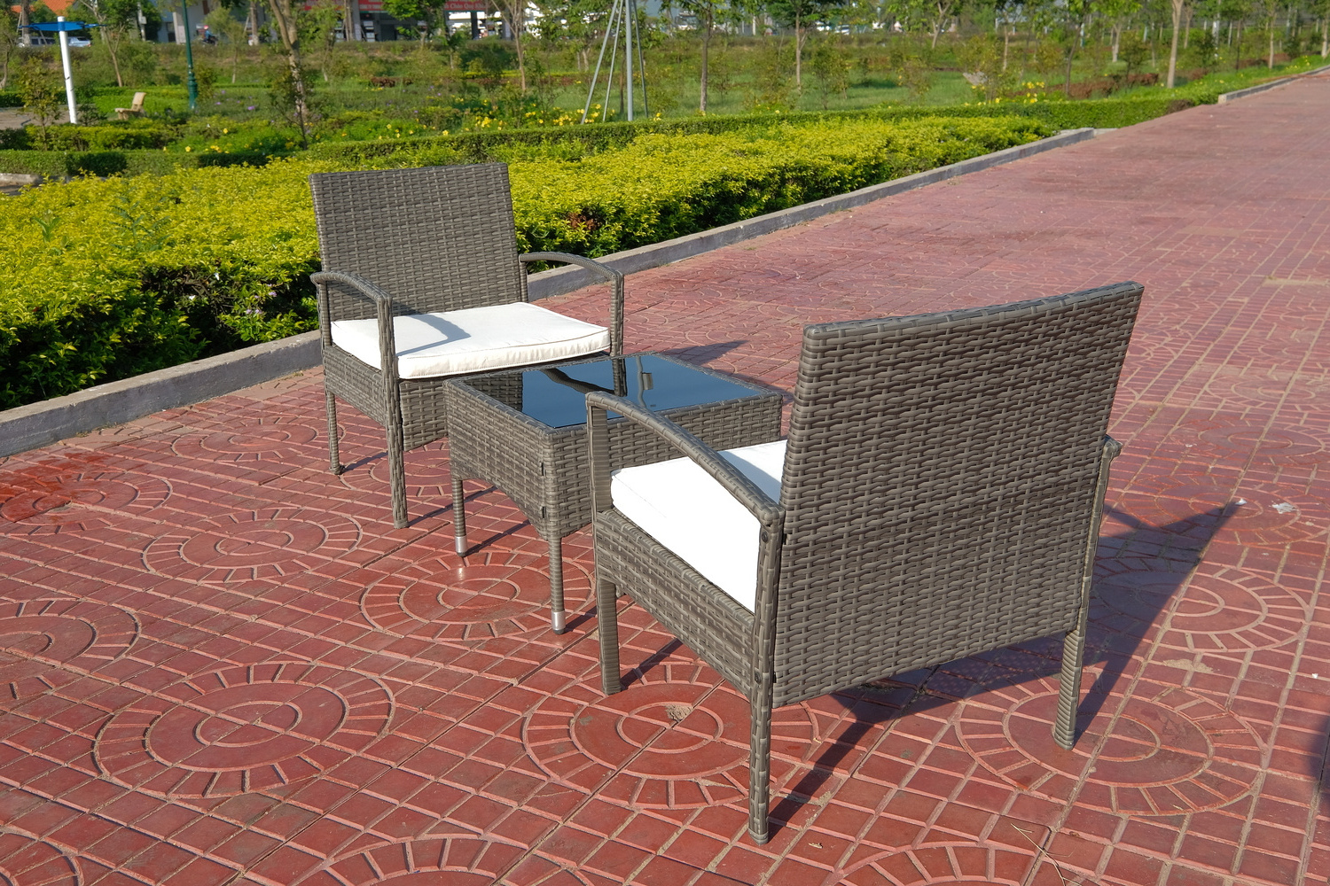 3 Pieces Rattan Wicker Outdoor Furniture Sale Set Rattan Chair Balcony Outdoor Rattan Furniture