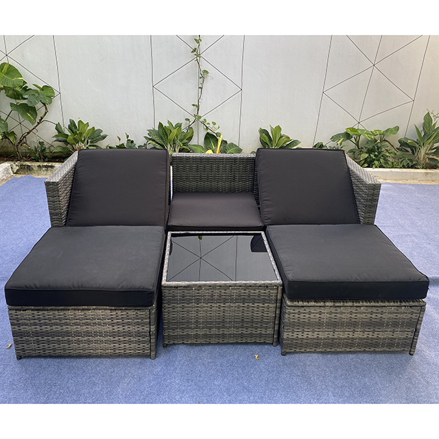 6 Pieces Outdoor Sectional Sofa Set All Weather Modern Garden Conversation Set with Cushion and Glass