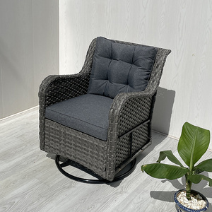 Wicker Patio with Cushions, PE Rattan Outdoor Porch Furniture with Swivel Chairs for Backyard, Garden, Pool, Gray