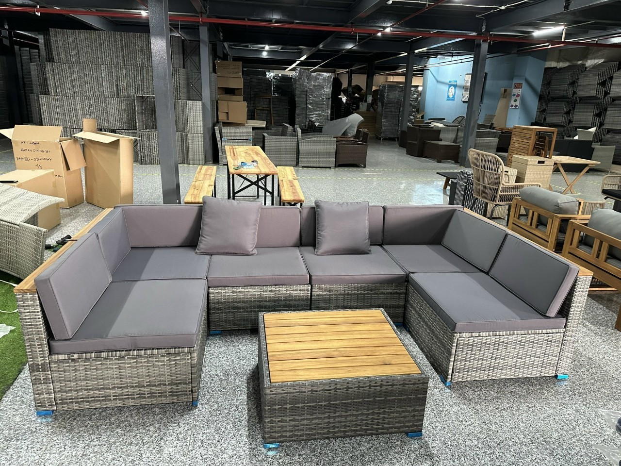 Sofa set 7pcs - 1 rectangular table + 2 corner sofa + 4 middle sofa - 6 people - export from Vietnam High quality (HOT SALES)