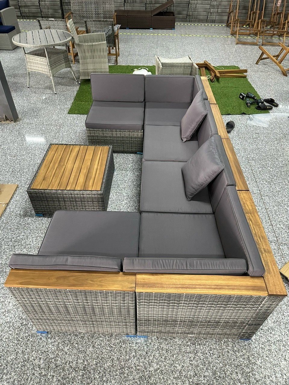 Sofa set 7pcs - 1 rectangular table + 2 corner sofa + 4 middle sofa - 6 people - export from Vietnam High quality (HOT SALES)