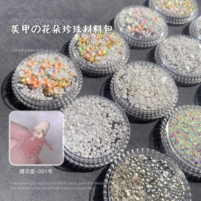 Nail Art Mixed AB Rhinestones Cammellia Flower Cherry Blossom Nail Accessories 3D Nail Charms