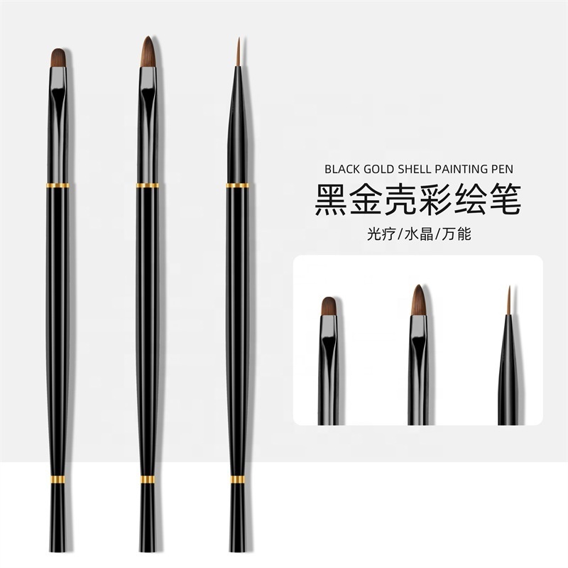 3pcs/set Nail Liner Painting Pen Metal Handle Brush Nail Gel Painting Brush Multiple Function Nail Brush Set