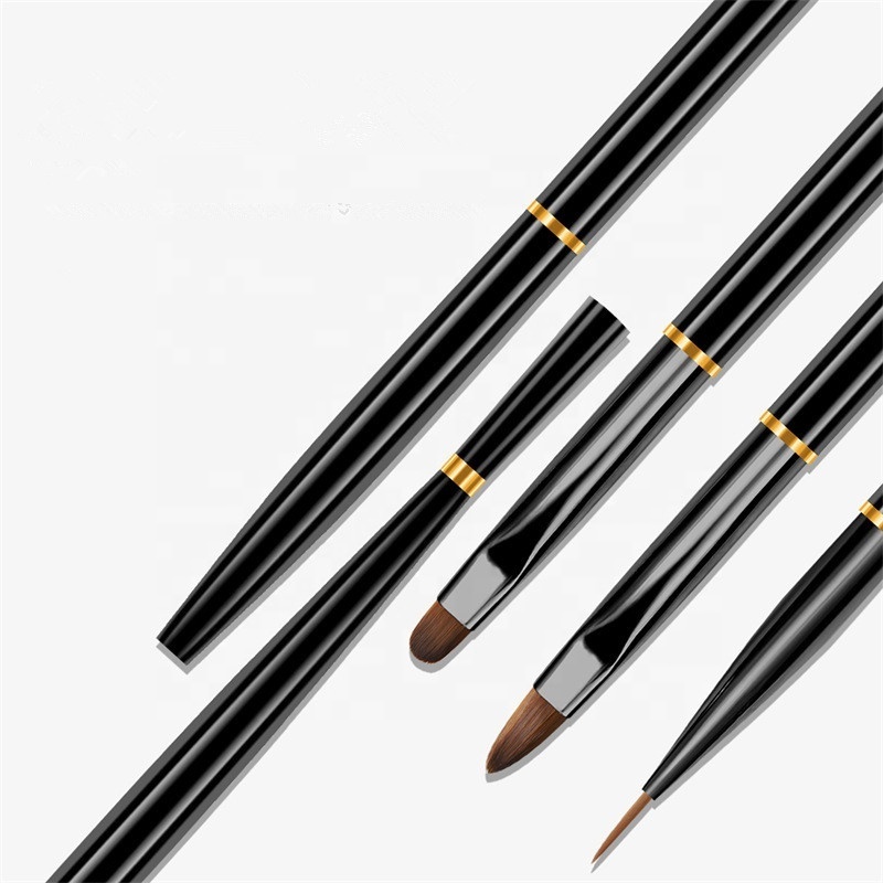 3pcs/set Nail Liner Painting Pen Metal Handle Brush Nail Gel Painting Brush Multiple Function Nail Brush Set