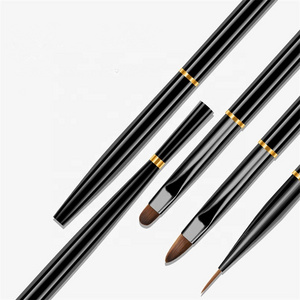 3pcs/set Nail Liner Painting Pen Metal Handle Brush Nail Gel Painting Brush Multiple Function Nail Brush Set