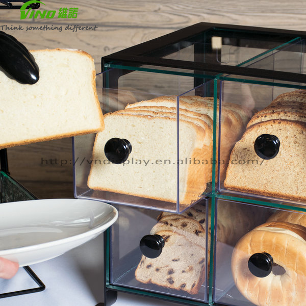 Acrylic Pastry Display Case Acrylic Bakery Display Case Soho Four Drawer Black Steel Bread Case - 14